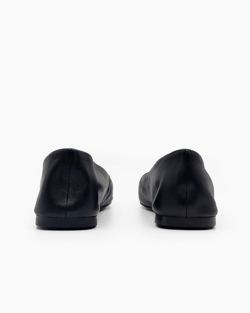 Square Toe Leather Slip-Ons Ballet Flats