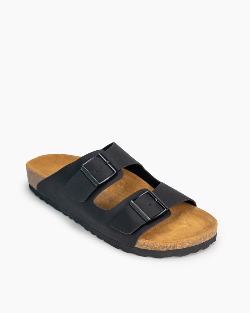 Men's-Adjustable-Buckle-Cork-Footbed-Leather-Slippers