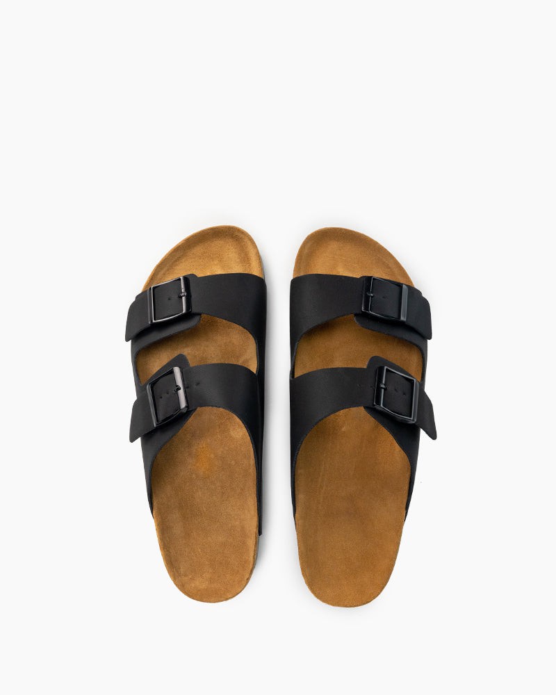 Men's-Adjustable-Buckle-Cork-Footbed-Leather-Slippers