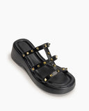 Studded Comfort Dressy Summer Platform Wedge Sandals