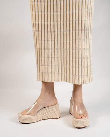 PVC Transparent Espadrilles Platform Chunky Heel Slides Wedge Sandals