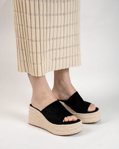 Espadrilles Platform Chunky Heel Slides Wedge Sandals