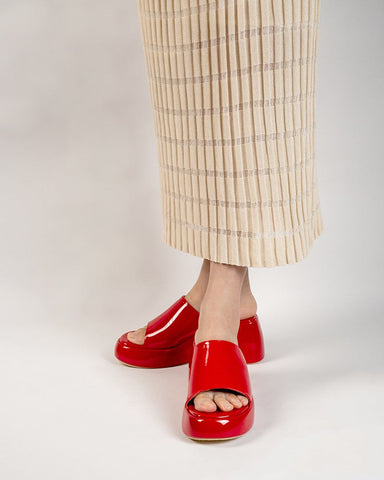 Patent Leather Sexy Wedge High Heel Platform Sandals