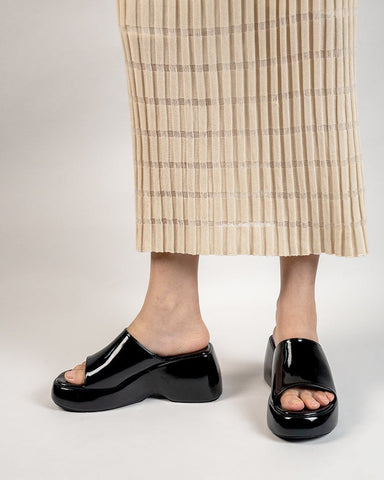 Patent Leather Sexy Wedge High Heel Platform Sandals