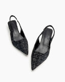 Pointed Toe High Heeled Cloth Sandals