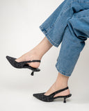 Pointed Toe High Heeled Cloth Sandals