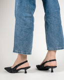 Pointed Toe High Heeled Cloth Sandals