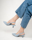 Pointed Toe High Heeled Cloth Sandals