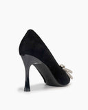 Rhinestones-Bowknot-Slip-on-Suede-Stiletto-Heel-Pumps