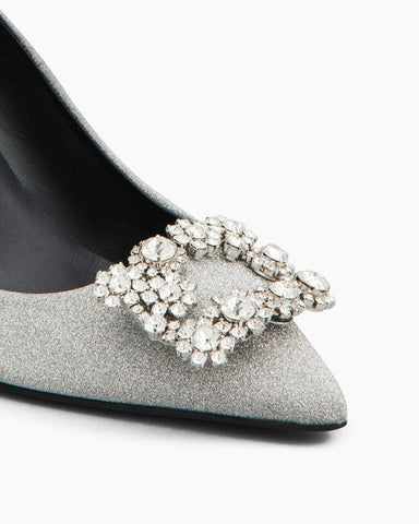 Women‘s Crystal Bloom Satin Heels