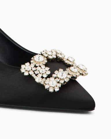 Women‘s Crystal Bloom Satin Heels