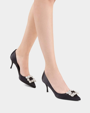 Women‘s Crystal Bloom Satin Heels