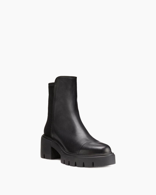 Women's Black Lug Sole leather Ankle Boots