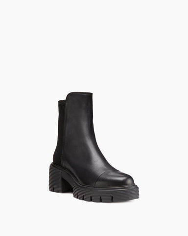 Women's Black Lug Sole leather Ankle Boots