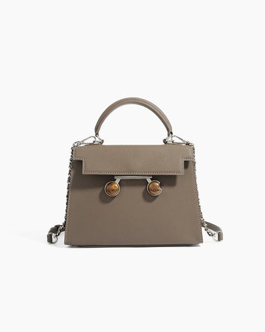 Chain Leather Medium Shoulder Satchel Bag
