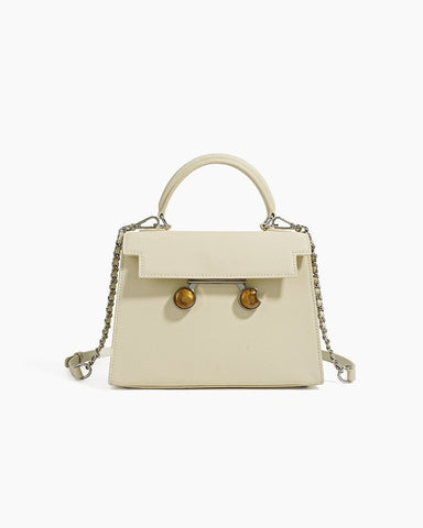 Chain Leather Medium Shoulder Satchel Bag