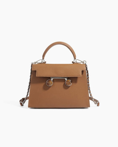 Chain Leather Medium Shoulder Satchel Bag