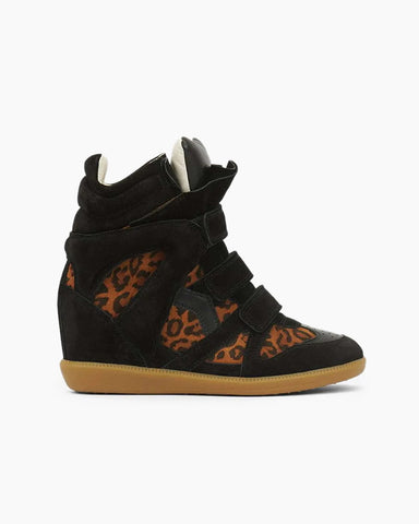 Suede Wedge Hook-and-Loop Sneakers