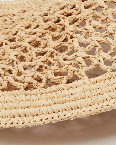 Chic Woven Raffia Circle Bag with Gold Charm Pendant