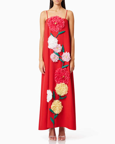 Summer Floral Embroidered Maxi Dress With Straps