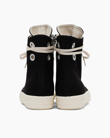 Women's Black with White Canvas Laces High-Top Sneakers