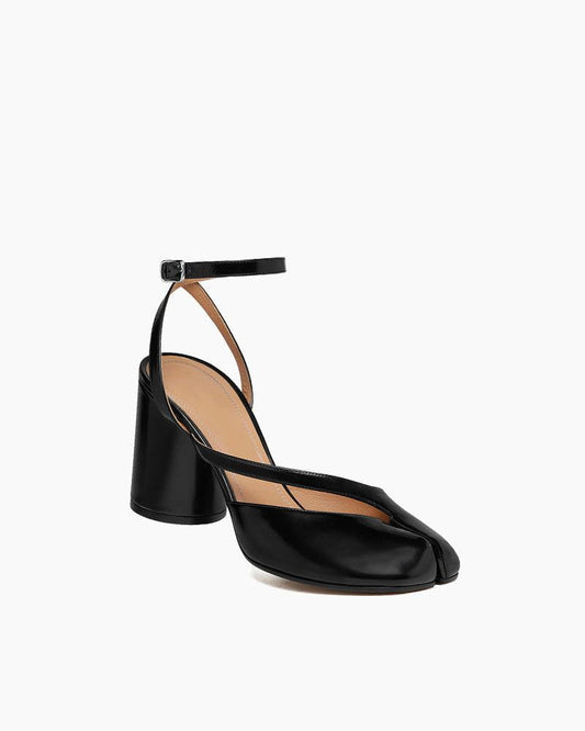 Tabi Leather Split Toe Block Heel Sandals