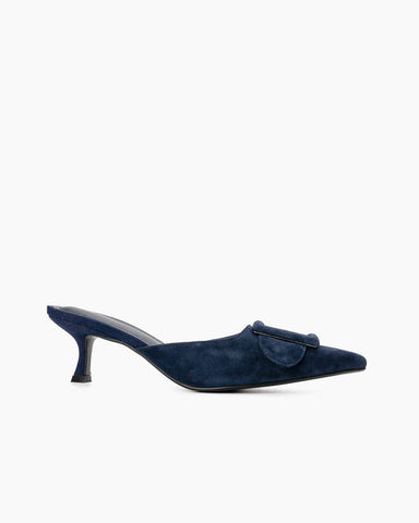(Clean Up - US 6 ) Pointed Toe Slides Low Heels Mule Kitten Heel Sandals