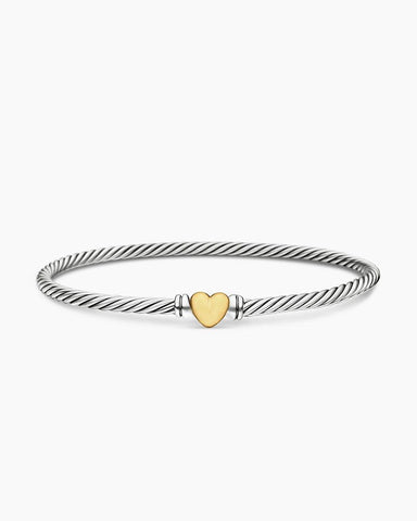 Classic Cable Heart Station Bracelet, 3mm