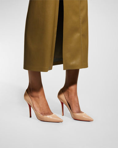 Apostrophy Leather Pointed Red-Sole Pumps