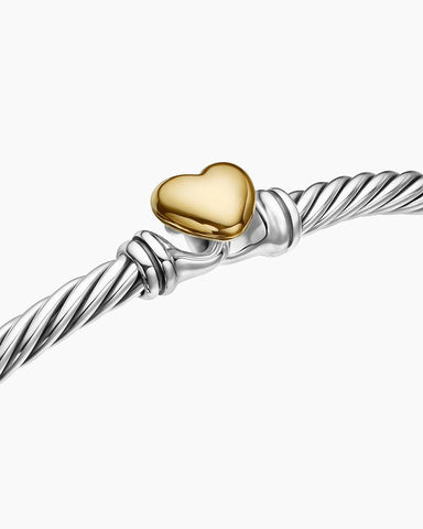 Classic Cable Heart Station Bracelet, 3mm