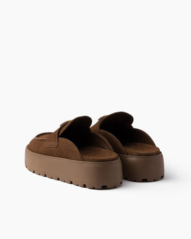 Suede flatform mules