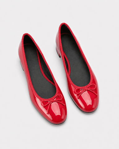 Women’s Red Patent Leather Bow Low Heel Mary Jane Pumps