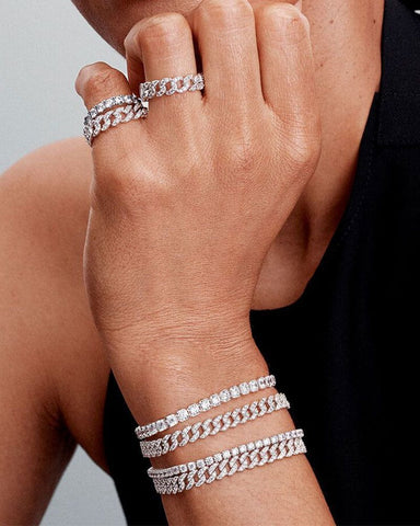 Cuban Chain Silver-Plated White Brass Bracelet