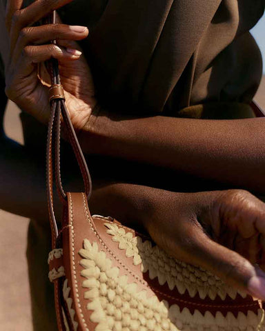 Women's Chic Handwoven Raffia Crescent Bag