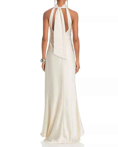Women’s Satin Halter Neck Sleeveless Maxi Gown