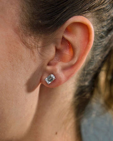 Emerald-Cut Diamond Earrings Set