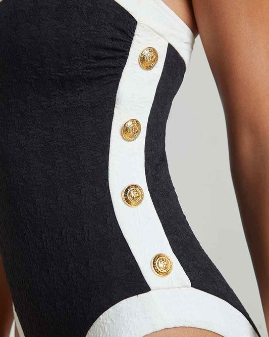 Chic Resort Contrast-Trim One-Piece Swimsuit