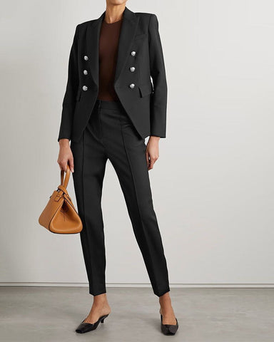 (Clean Up) Double-breasted Grain De Poudre Blazer