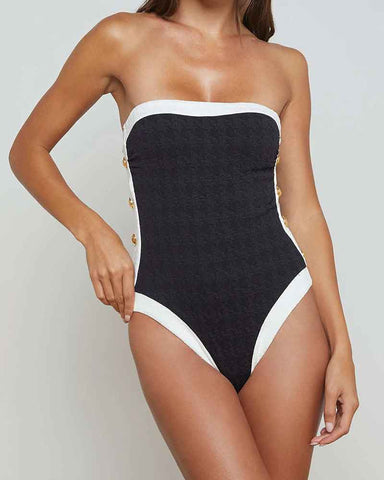Chic Resort Contrast-Trim One-Piece Swimsuit