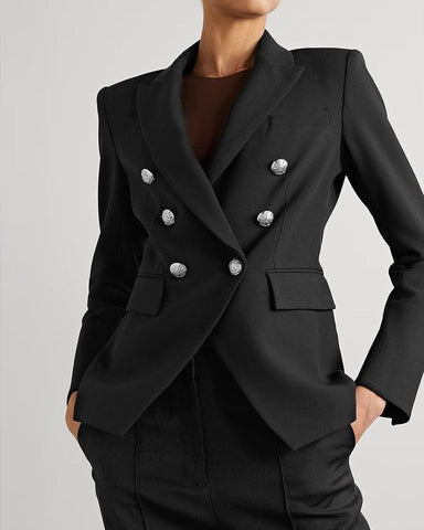 (Clean Up) Double-breasted Grain De Poudre Blazer