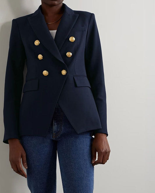 (Clean Up - XL ) Double-breasted Grain De Poudre Blazer