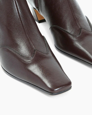 Western Style Leather Booties Square Toe