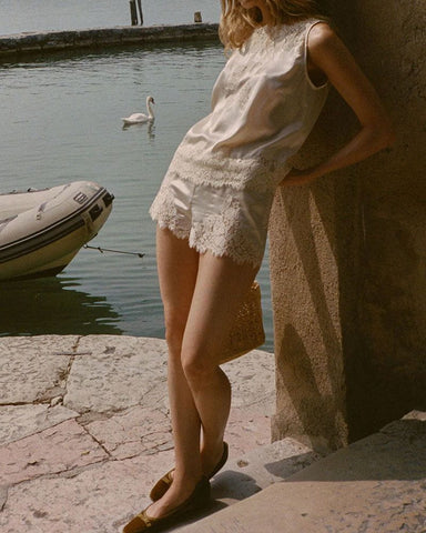Candlelight Silk Lace Iona Shorts
