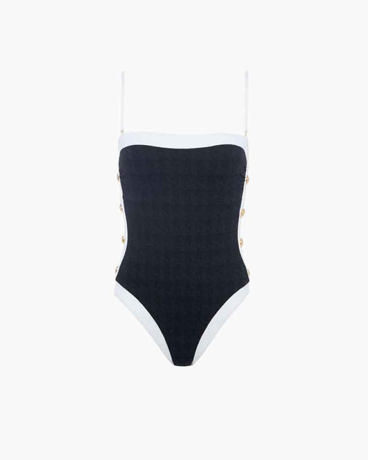 Chic Resort Contrast-Trim One-Piece Swimsuit