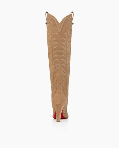 (Clean Up) Women’s 85mm Brown Boots – Alligator-Embossed Veau Velours