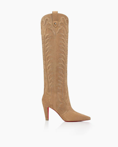 Women’s 85mm Brown Boots – Alligator-Embossed Calf Leather & Veau Velours