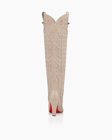 Women’s 85mm Pearl Boots – Alligator-Embossed Calf Leather & Veau Velours