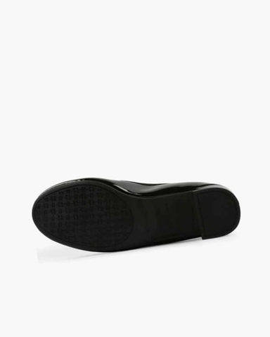 Women’s Glossy Black Round Toe Ballet Pumps