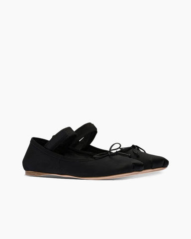 Satin Ballerina Ballet Flats with Elastic Strap