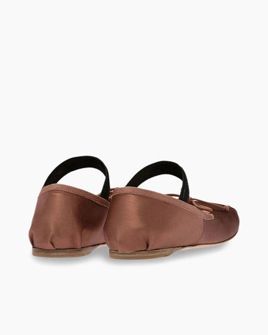 Satin Ballerina Ballet Flats with Elastic Strap